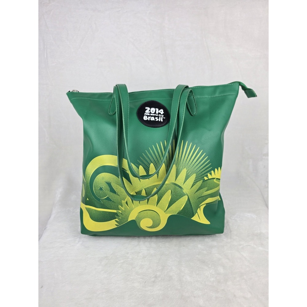 2014 FIFA World Cup Brasil Official Tote Bag Green Faux Leather Licensed